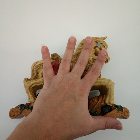 Russ Berries Christmas Rocking Horse w Bear Gifts Table Top Decor Resin - Picture 7 of 7